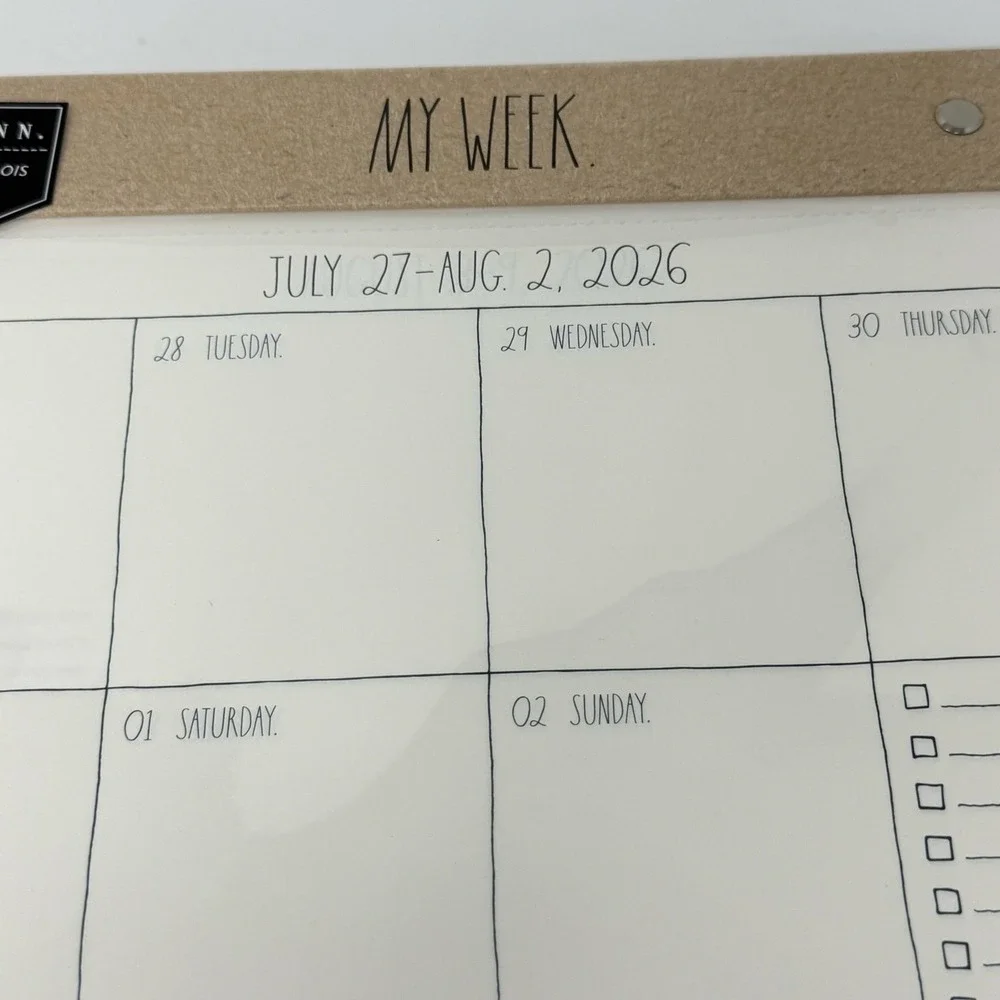 Rae Dunn My Week Weekly Planner 17 Month Aug 2026-Dec 2027 Desk Pad Kraft Paper